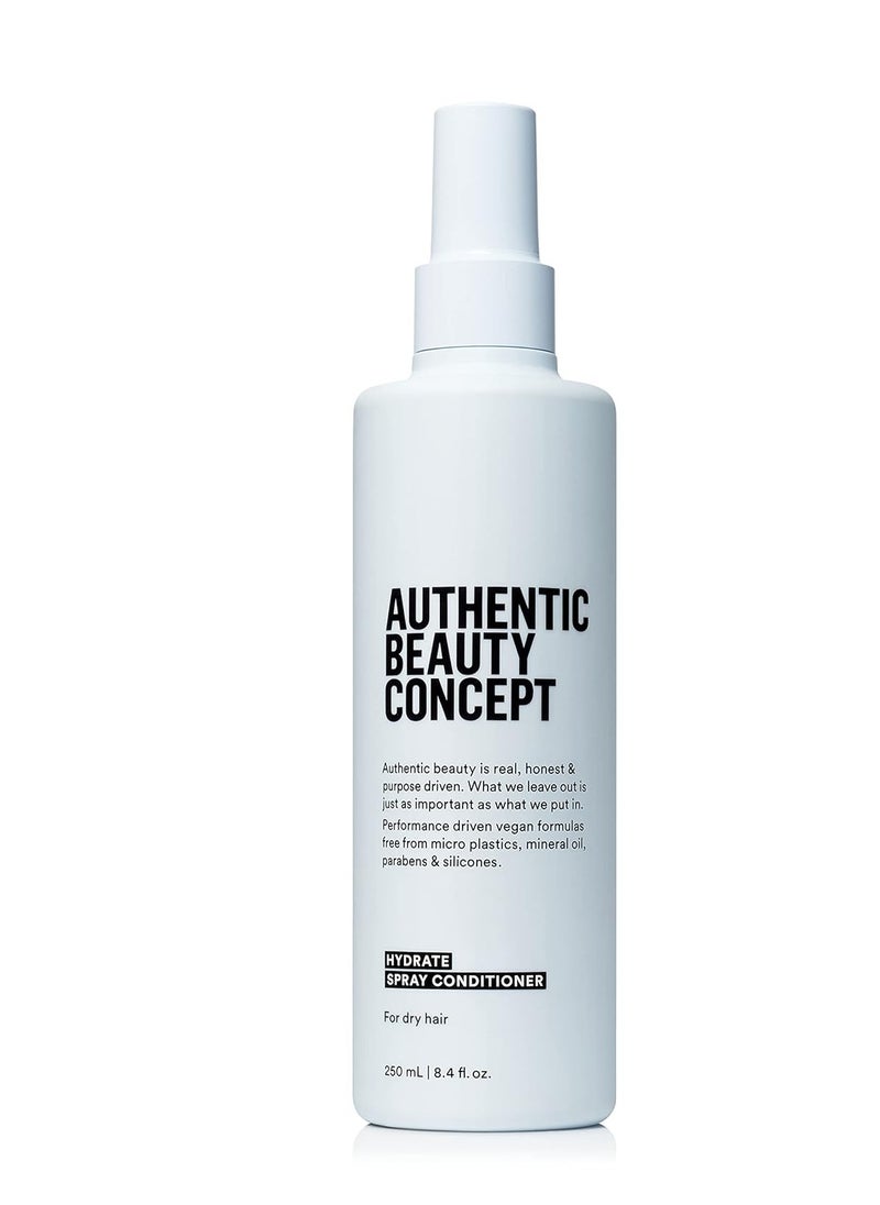 Authentic Beauty Concept Hydrate Spray Conditioner | Lightweight Leave-In Spray | Adds Moisture & Manageability | Normal To Dry or Curly Hair | Vegan & Cruelty-free | Silicone-free | 8.4 fl. oz.
