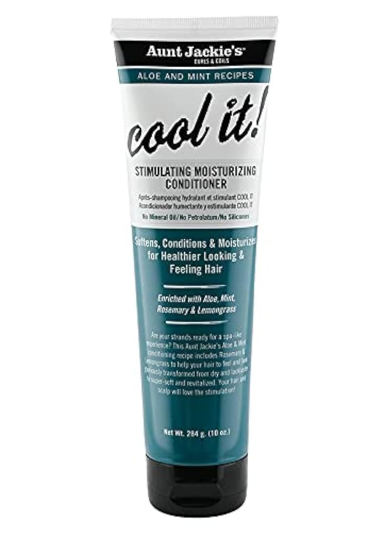 Aunt Jackie's Aloe & Mint Recipes Cool It! Stimulating Moisturizing Conditioner With Rosemary & Lemongrass for Softer, Healthier Looking Hair, 10 oz