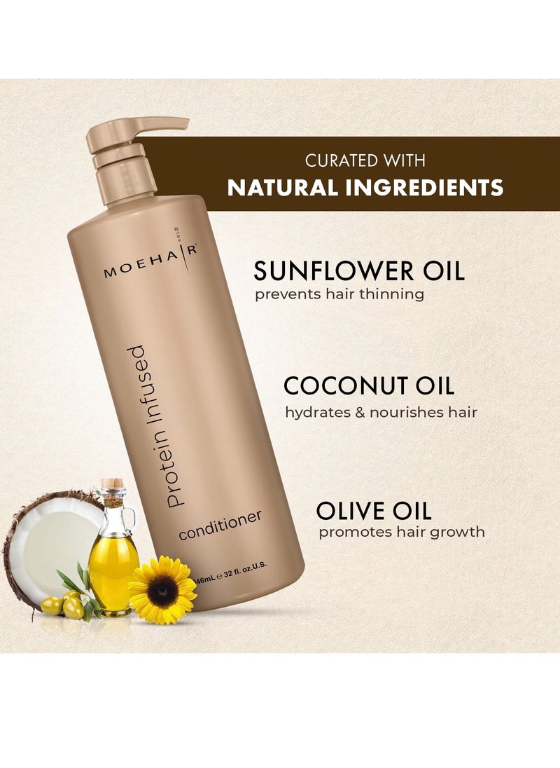 MOEHAIR Protein Infused Hair Conditioner (32 Fl oz) For Chemically Treated, Damaged Dry Hair With Proteins | Smoothens Split Ends | Adds Shine and Luster | Protein Conditioner
