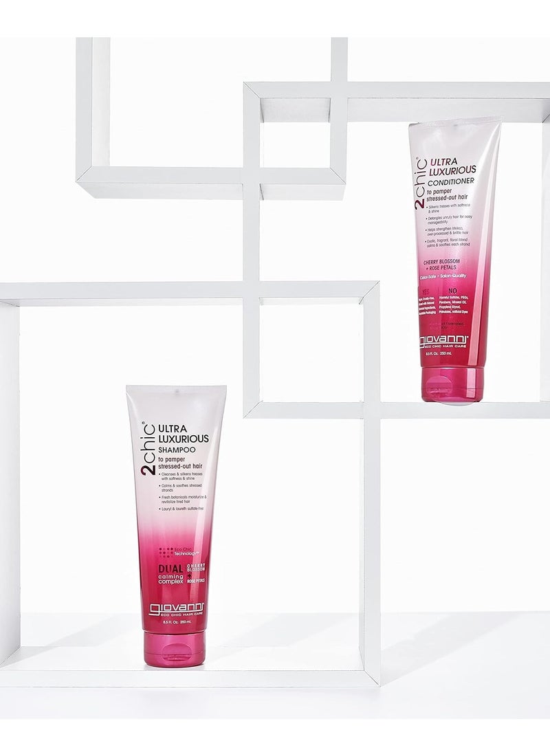 2chic Ultra-Luxurious Conditioner - Calms & Smooths Curly & Wavy Hair, Silkens Tresses, Strengthens Overprocessed Hair, Helps Detangle, Color Safe, Cherry Blossom & Rose Petals 24 fl oz