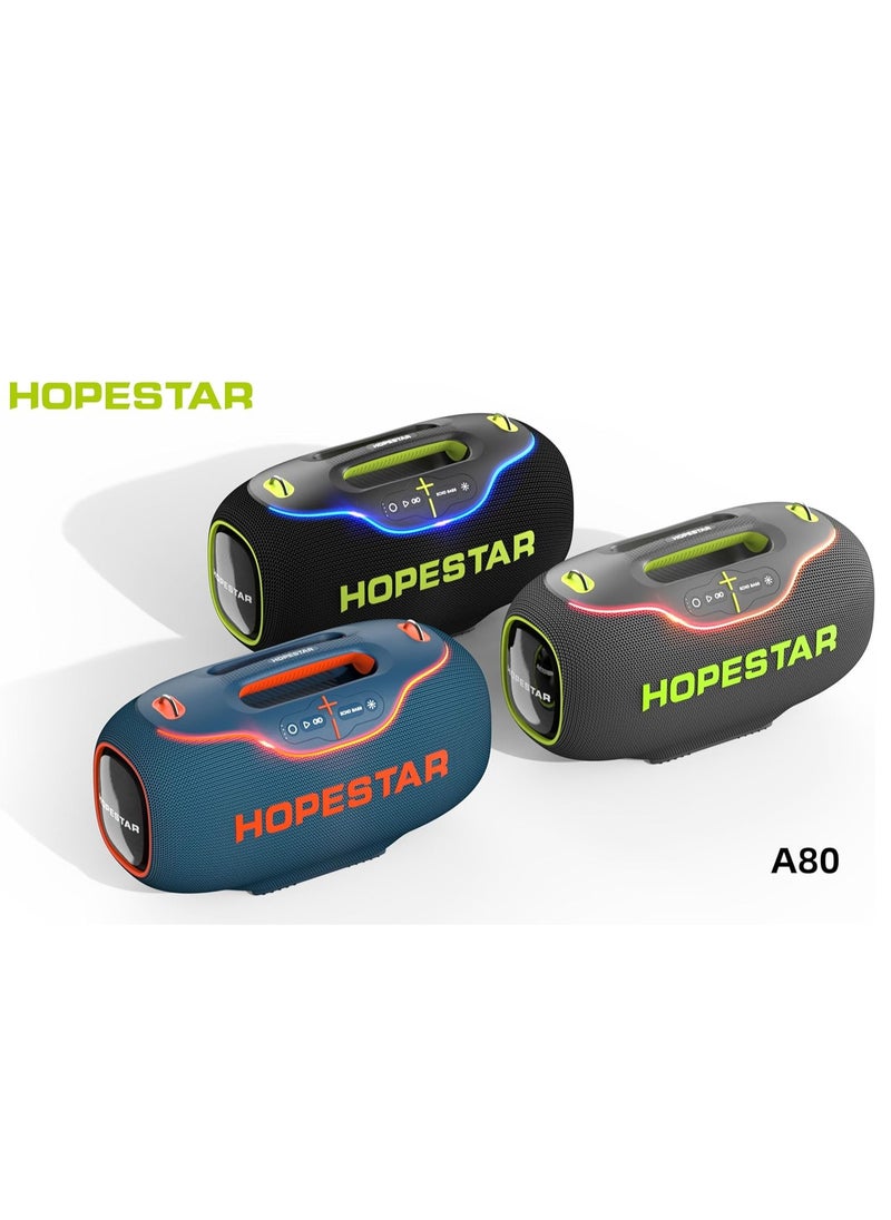 A80 350W Portable Bluetooth 5.3 Speaker with Wireless Mic, 24H Playtime, 30,000mAh Battery, RGB Lights, TWS, IPX6 Waterproof, EQ Control, 10M Range – Perfect for Outdoor Parties, Karaoke, and Events