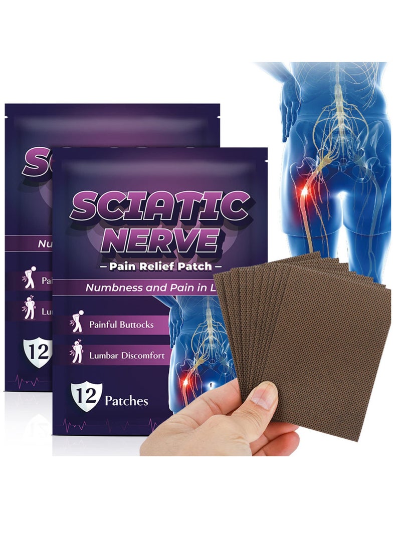 60 Sheets Sciatica Patch,Sciatic Nerve Pain Patch, Sciatic Nerve Pain Reducing Patch Elastic Fabric Multifuntcional Release Muscle Patch for Back Buttock