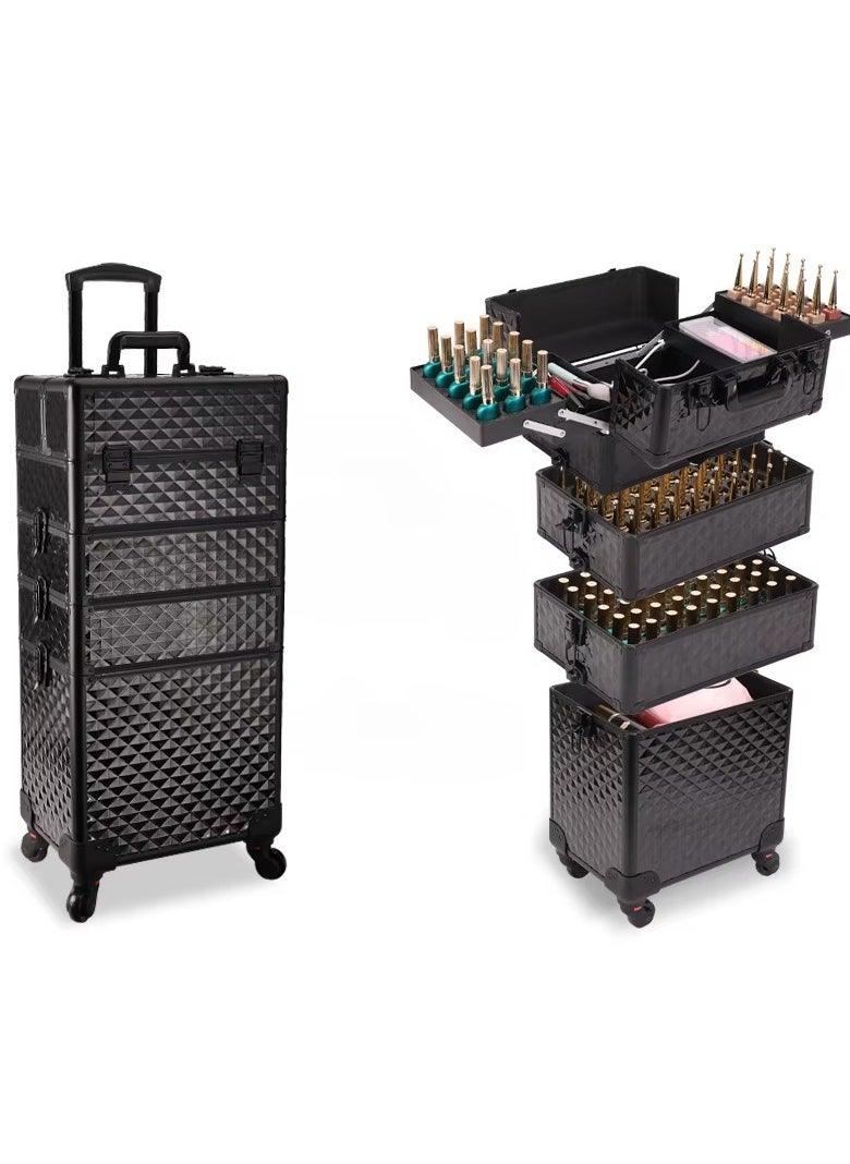 Makeup artist portable trolley case Large-capacity trolley cosmetic case multi-layer cosmetic box Makeup trolley case on wheels