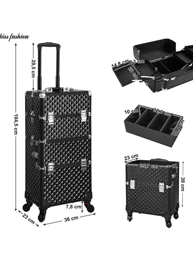 Makeup artist portable trolley case Large-capacity trolley cosmetic case multi-layer cosmetic box Makeup trolley case on wheels