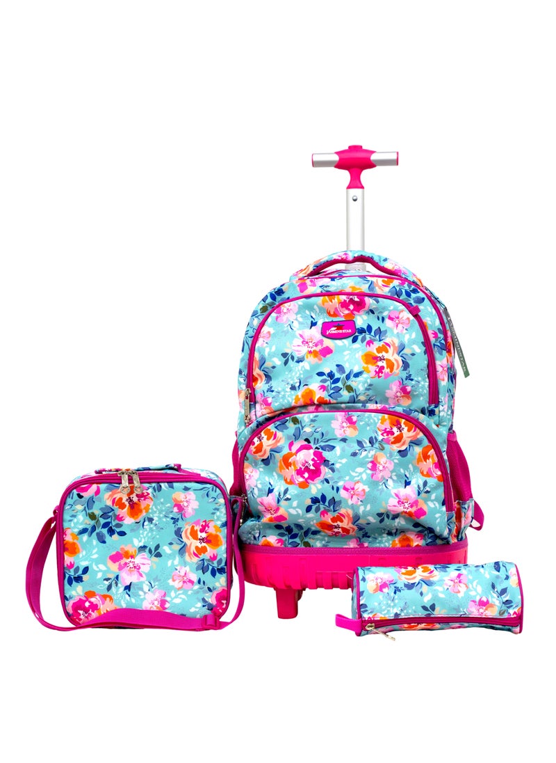 School trolley bag for girls lunch bag with pencil case 50*35*22 cm