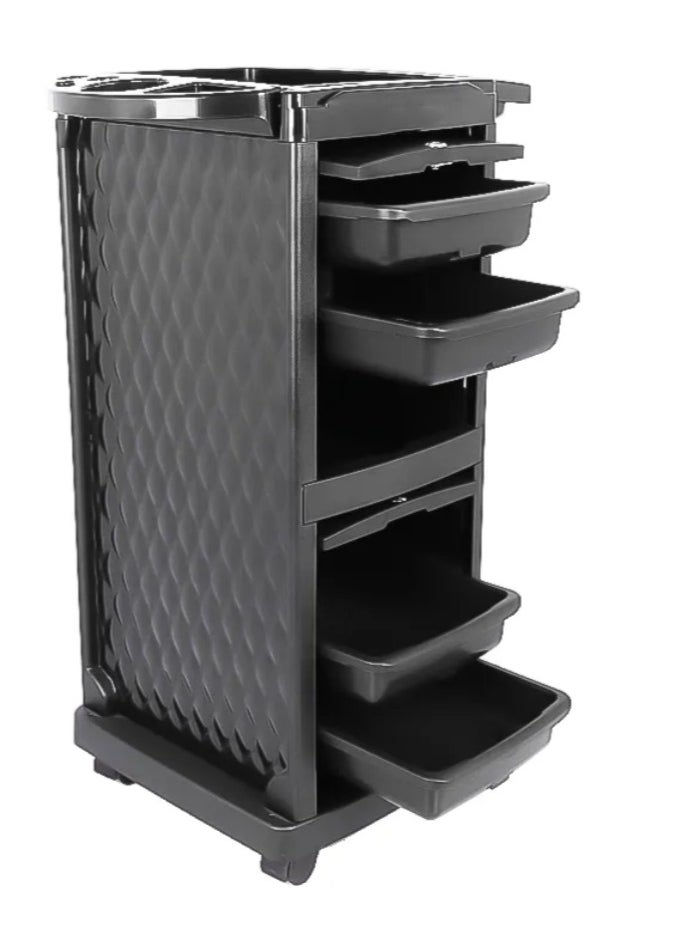 Professional Salon Lockable Rolling Trolley Cart, 4-Drawers Storage Cabinet for Spa Salon, Black