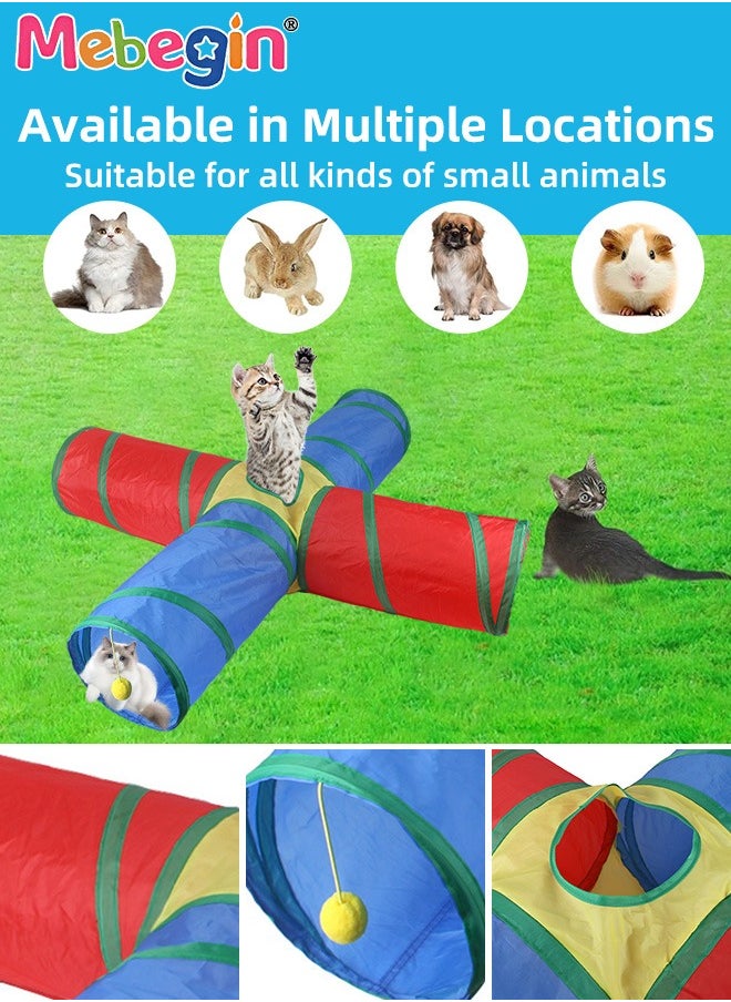 21PCS Cat Tunnel Set with Cat Teaser Stick, Cat Balls, Feather Toys and Other Cat toys, 4 Way Collapsible Cat Play Tunnel, Funny Interactive Cat Toys, Various Cat Enrichment Toys, Soft Safe Cat Toys