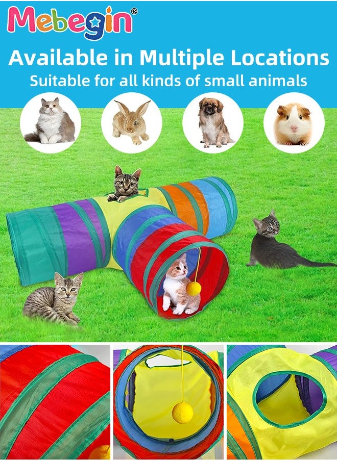 21PCS Cat Tunnel Set with Cat Teaser Stick, Cat Balls, Feather Toys and Other Cat toys, 3 Way Collapsible Cat Play Tunnel, Funny Interactive Cat Toys, Various Cat Enrichment Toys, Soft Safe Cat Toys