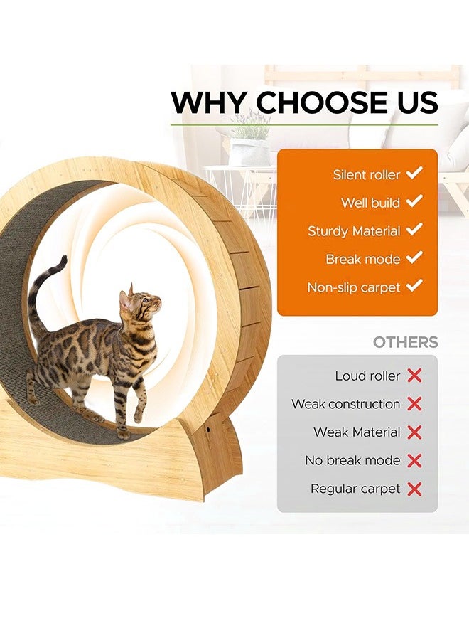 Home Cat Exercise Wheel Large Cat Running Wheel Cat Treadmill for Indoor Pet Sturdy Noiseless Treadmill Roller with Carpeted Runway