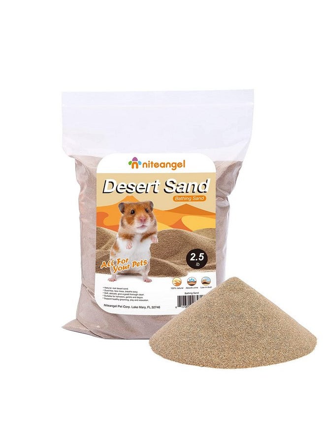Niteangel Hamster Desert Bath Sand | No-Dust Bath or Potty Litter Sand for Hamster Chinchillas Gerbil Mice Degu or Other Small Pets (2.5LB, Desert Sand)