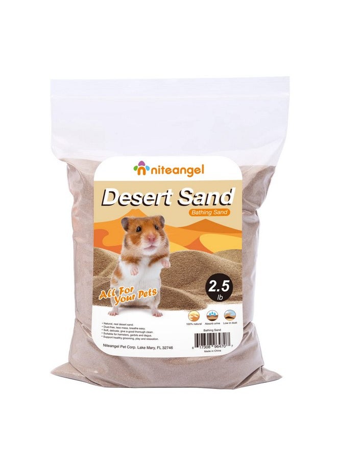Niteangel Hamster Desert Bath Sand | No-Dust Bath or Potty Litter Sand for Hamster Chinchillas Gerbil Mice Degu or Other Small Pets (2.5LB, Desert Sand)