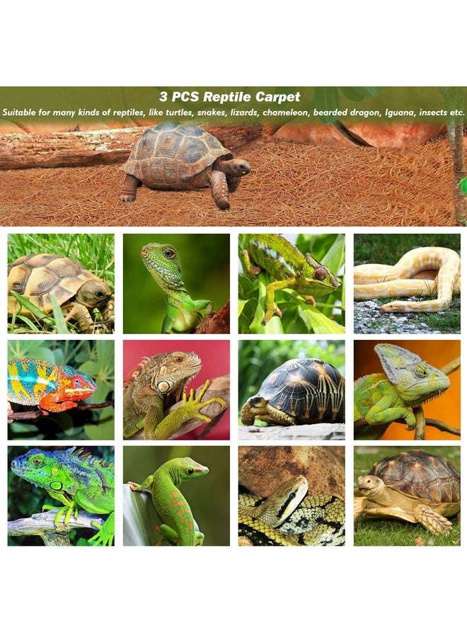 ZeeDix 3 Pieces Coconut Fiber Reptile Substrate Mat, 12 x 20 inches Natural Coco Mat Reptile Carpet Coco Fiber Liner Turtle Bedding Reptile Terrarium Liner for Lizard Snake Turtle Gecko Bearded Dragon