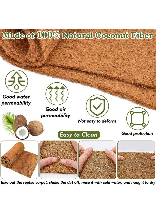 ZeeDix 3 Pieces Coconut Fiber Reptile Substrate Mat, 12 x 20 inches Natural Coco Mat Reptile Carpet Coco Fiber Liner Turtle Bedding Reptile Terrarium Liner for Lizard Snake Turtle Gecko Bearded Dragon