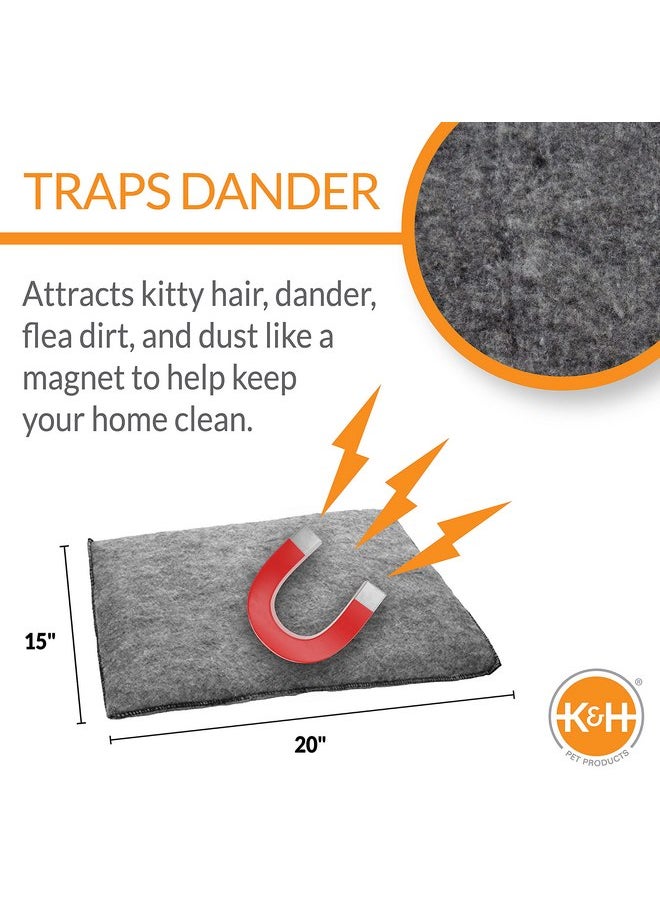 K&H Pet Products Amazin Kitty Pad Heated, Indoor Heated Cat Bed Traps Cat Hair and Dander, Washable Cat Mat, Gray 15 X 20 Inches, Heated 1-Pack