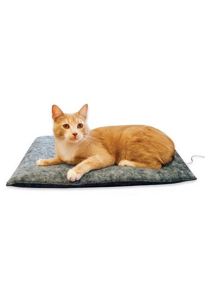 K&H Pet Products Amazin Kitty Pad Heated, Indoor Heated Cat Bed Traps Cat Hair and Dander, Washable Cat Mat, Gray 15 X 20 Inches, Heated 1-Pack