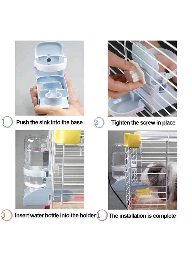 kathson Rabbit Litter Box Toilet Pet Potty Trainer Cage Corner Tray Pan Litter Bedding Box Hanging Water Fountain Automatic Dispenser for Adult Guinea Pigs Rabbits Hamster Chinchilla Ferret Blue