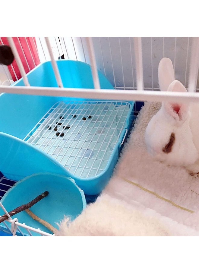 kathson Rabbit Litter Box Toilet Pet Potty Trainer Cage Corner Tray Pan Litter Bedding Box Hanging Water Fountain Automatic Dispenser for Adult Guinea Pigs Rabbits Hamster Chinchilla Ferret Blue