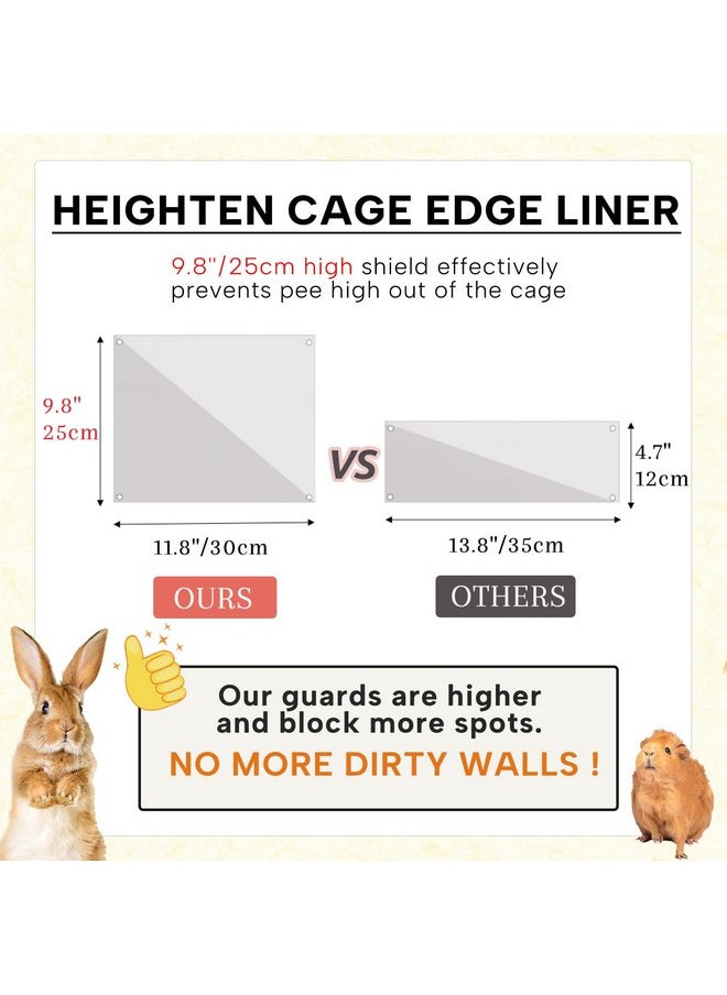 KEYIDE 6Pcs Plastic Pet Cage Liner 12” x 10” Clear Bunny Cage Urine Guard Guinea Pig Side Lining Sheet Rabbit Habitat Siding Ferret Scatter Guard Cage Accessories Simple but Essential