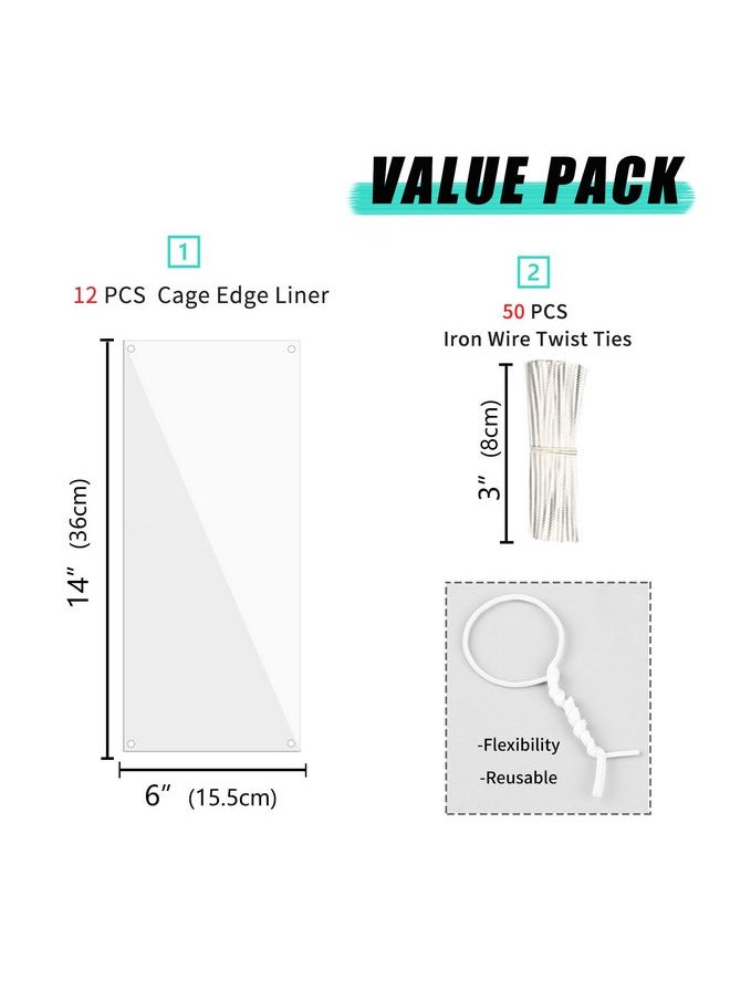Oncpcare 12 Pack Pet Plastic Cage Liner Protection 14'' x 6'' Rabbit Cage Urine Guard Clear Cage Edge Liner Guinea Pig Side Lining Small Animal Cage Accessories - Keep Litter in The Cage