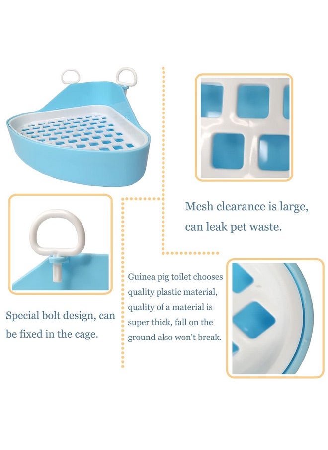 Hamiledyi Guinea Pig Potty Trainer Corner, Small Animals Triangle Plastic Litter Box, Bedding Litter Box Pee Pan Tray Toilet for Hamster Gerbil Bunny Ferret Chinchilla Hedgehog (Blue)