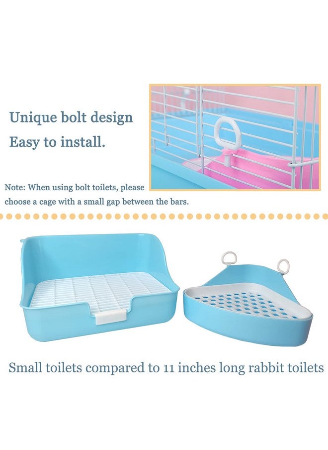 Hamiledyi Guinea Pig Potty Trainer Corner, Small Animals Triangle Plastic Litter Box, Bedding Litter Box Pee Pan Tray Toilet for Hamster Gerbil Bunny Ferret Chinchilla Hedgehog (Blue)