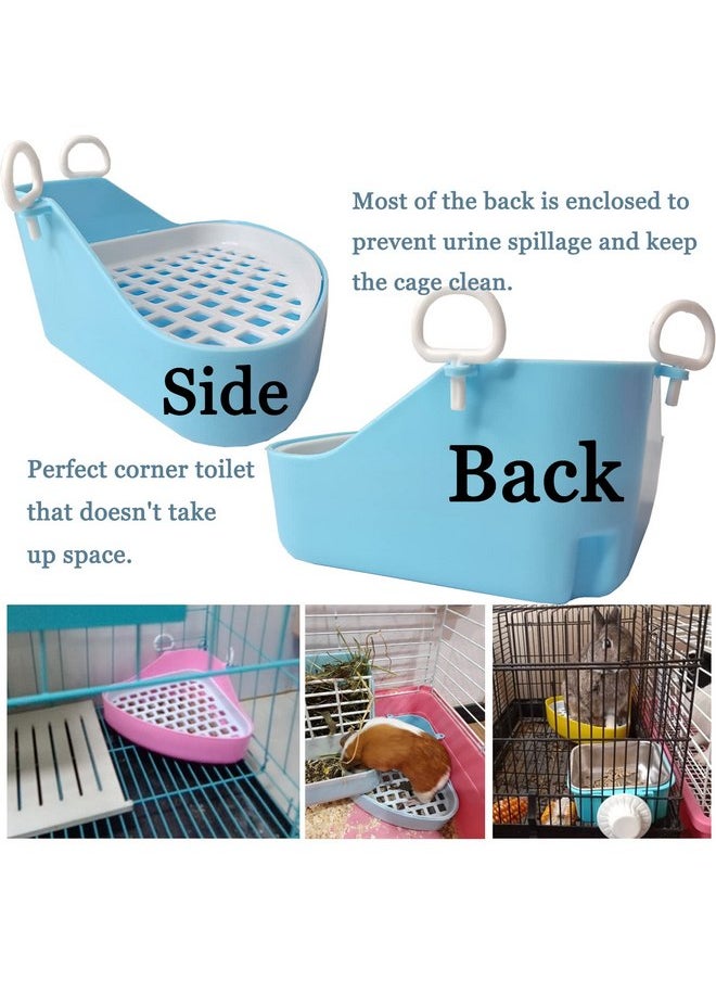 Hamiledyi Guinea Pig Potty Trainer Corner, Small Animals Triangle Plastic Litter Box, Bedding Litter Box Pee Pan Tray Toilet for Hamster Gerbil Bunny Ferret Chinchilla Hedgehog (Blue)