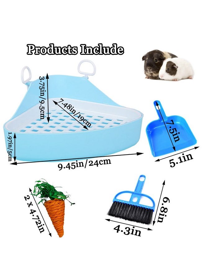 Hamiledyi Guinea Pig Potty Trainer Corner, Small Animals Triangle Plastic Litter Box, Bedding Litter Box Pee Pan Tray Toilet for Hamster Gerbil Bunny Ferret Chinchilla Hedgehog (Blue)