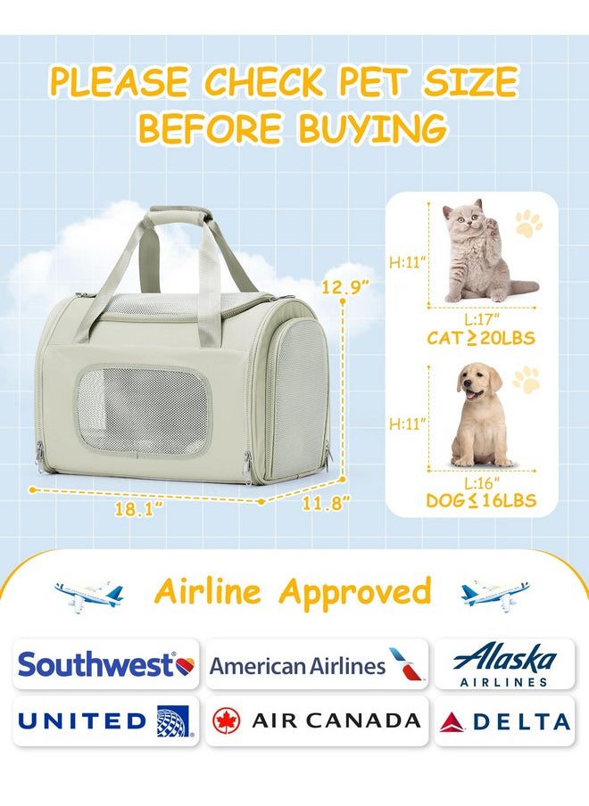 Cat Carrier Soft,Dog Carrier Airline Approved with Soft Sided,Dog Carriers for Small Dogs,Pet Carrier Holds up to 20lbs,Green