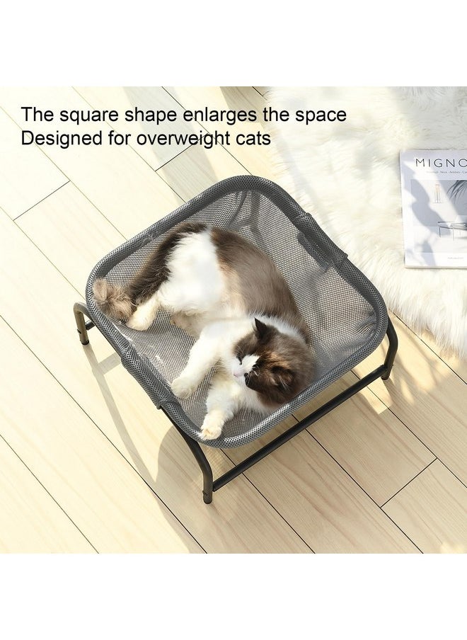 JUNSPOW Cat Bed [Designed for Big Cats] Dog Pet Square Hammock Bed Free-Standing Cat Sleeping Bed Cat Supplies Whole Wash Stable Detachable Easy Assembly Indoor Outdoor