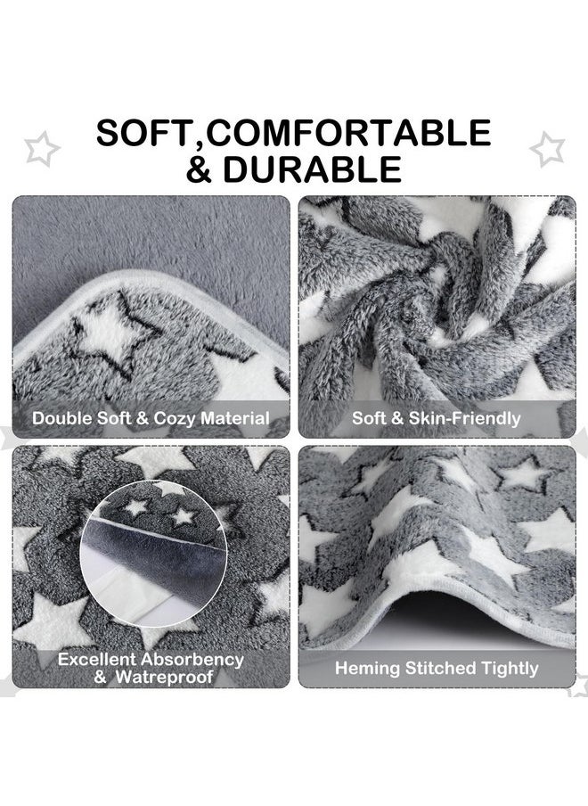 Tudomro 8 Pcs Guinea Pig Bedding Cage Liners Bulk Waterproof Blankets Small Animal Flannel Throw Bedding Absorbent Reusable Pet Pee Sleep Mat Pad Cover for Hamster Ferret (Grey Star,16 x 24 Inch)