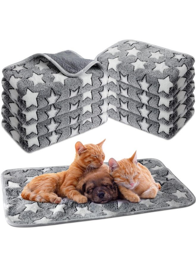 Tudomro 8 Pcs Guinea Pig Bedding Cage Liners Bulk Waterproof Blankets Small Animal Flannel Throw Bedding Absorbent Reusable Pet Pee Sleep Mat Pad Cover for Hamster Ferret (Grey Star,16 x 24 Inch)