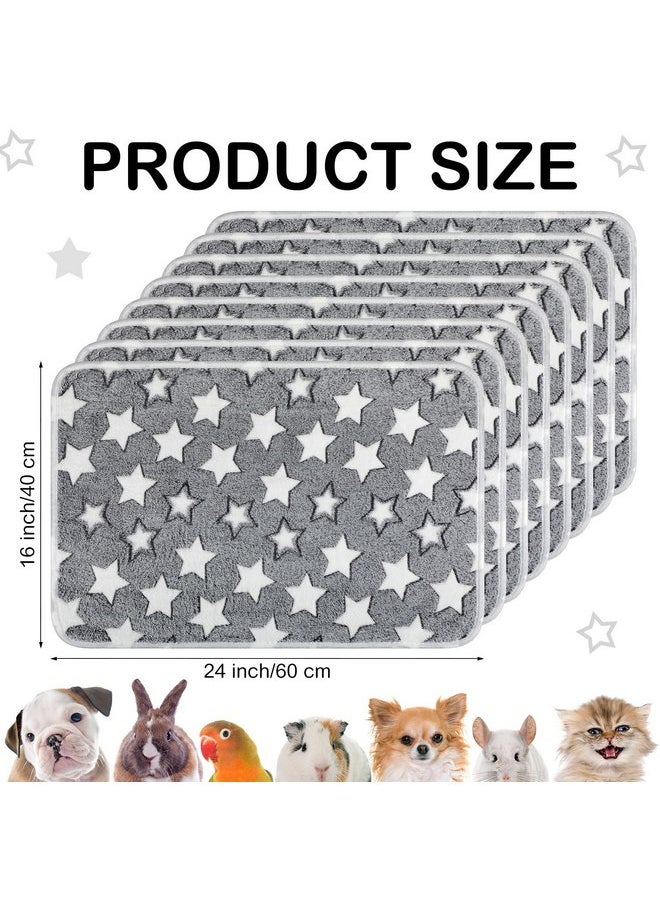 Tudomro 8 Pcs Guinea Pig Bedding Cage Liners Bulk Waterproof Blankets Small Animal Flannel Throw Bedding Absorbent Reusable Pet Pee Sleep Mat Pad Cover for Hamster Ferret (Grey Star,16 x 24 Inch)