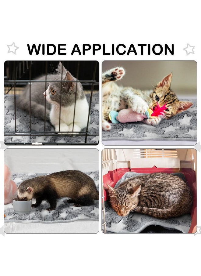 Tudomro 8 Pcs Guinea Pig Bedding Cage Liners Bulk Waterproof Blankets Small Animal Flannel Throw Bedding Absorbent Reusable Pet Pee Sleep Mat Pad Cover for Hamster Ferret (Grey Star,16 x 24 Inch)