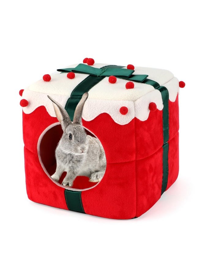 BWOGUE Christmas Rabbit Bed Large Rabbit House and Hideouts Warm Bunny Hut Cave for Rabbit Bunny Guinea Pig Chinchilla