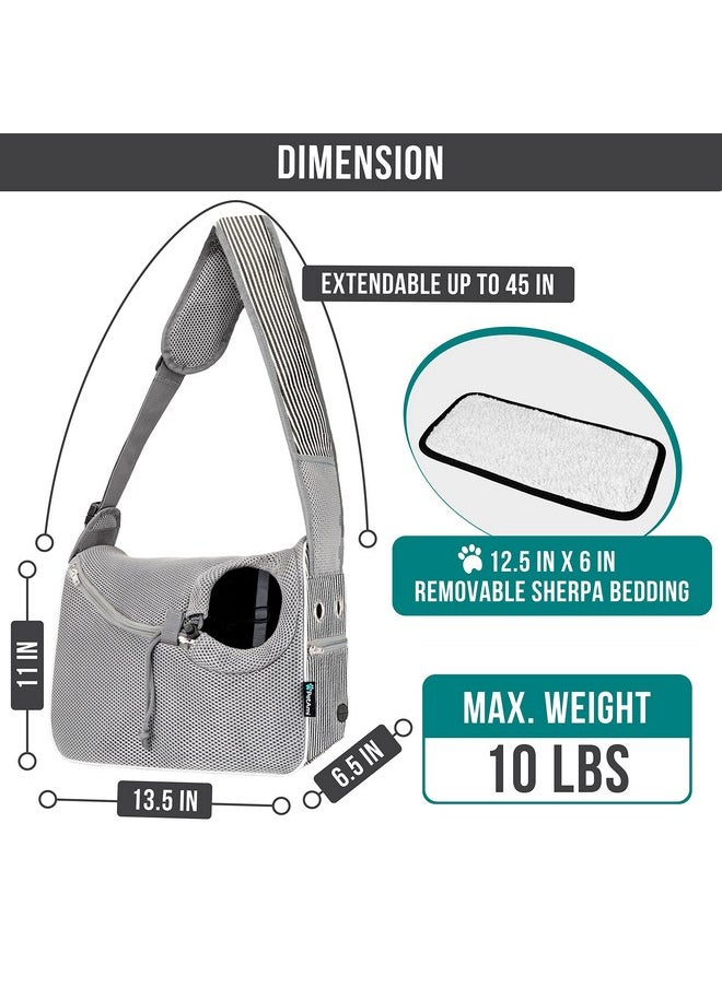 PetAmi Small Dog Sling Carrier, Soft-Sided Crossbody Puppy Carrying Purse Bag, Adjustable Sling Pet Pouch to Wear Medium Cat Travel, Dog Bag for Traveling Breathable, Poop Bag Dispenser, Stripe Black