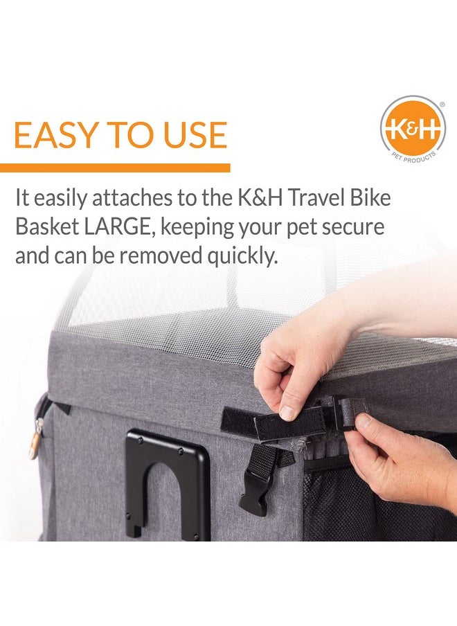 K&H Pet Products Travel Bike Basket Hood for Pets Classy Gray Large 12.5 X 16 X 13 Inches