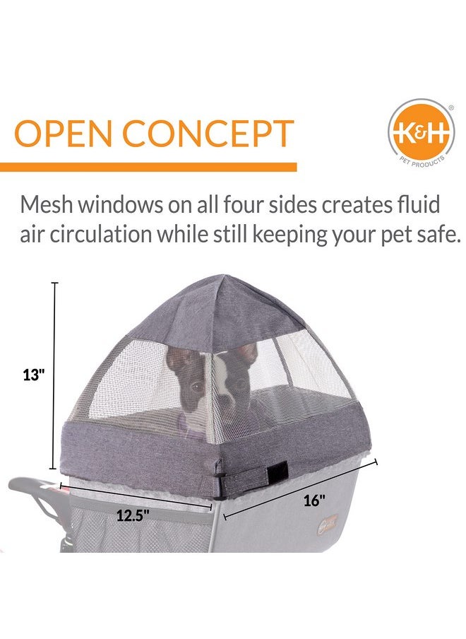 K&H Pet Products Travel Bike Basket Hood for Pets Classy Gray Large 12.5 X 16 X 13 Inches