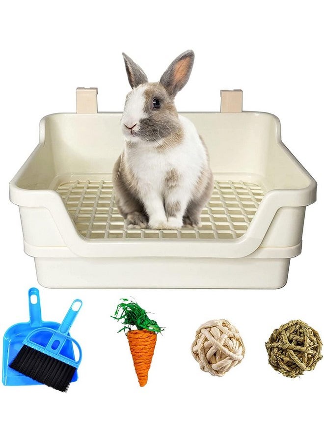 kathson Extra Large Rabbit Litter Box Trainer Rabbit Toilet Small Animal Potty Bunny Litter Pan Box for Adult Guinea Pig Rats Chinchilla Ferret Galesaur (White)