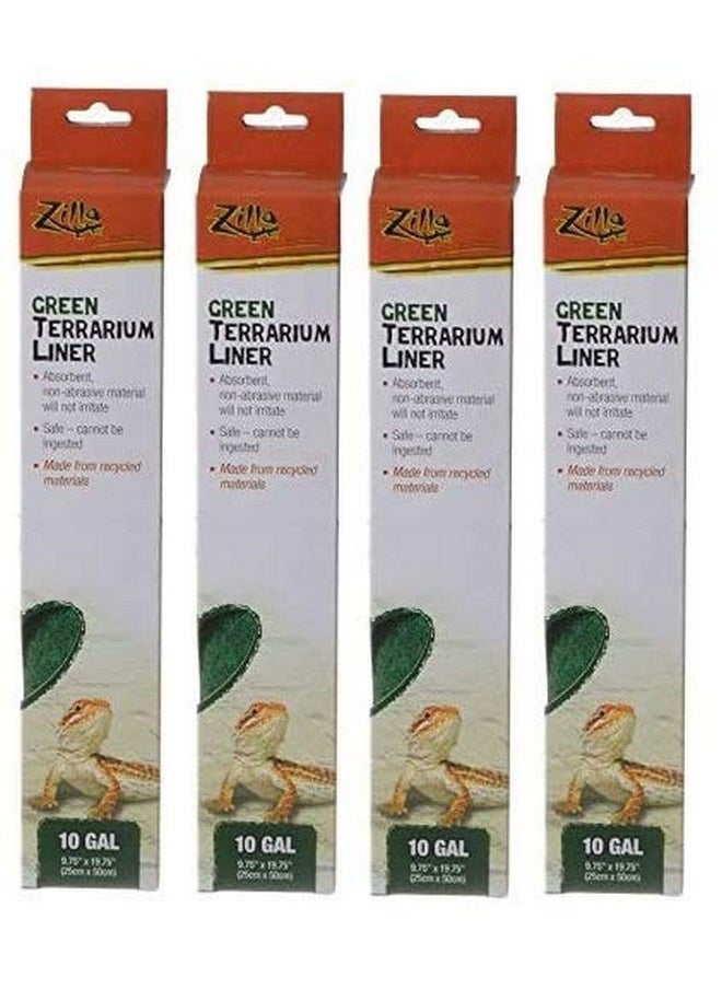 Zilla (4 Pack) Reptile Terrarium Bedding Substrate Liner, Green, 10G