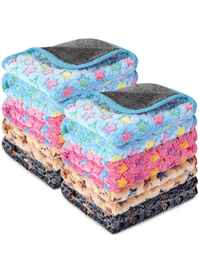 8 Pcs Guinea Pig Bedding Cage Liners Bulk Waterproof Blankets Small Animal Flannel Throw Bedding Absorbent Reusable Pet Pee Sleep Mat Pad Cover for Hamster Ferret (Star,12 x 12 Inch)