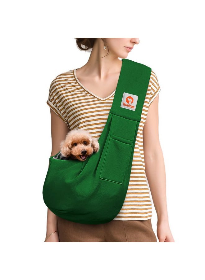 Tomkas Small Dog Sling Carrier - Classic Strap & Classic Pocket - for 3-10 lbs Pets(Emerald Green)