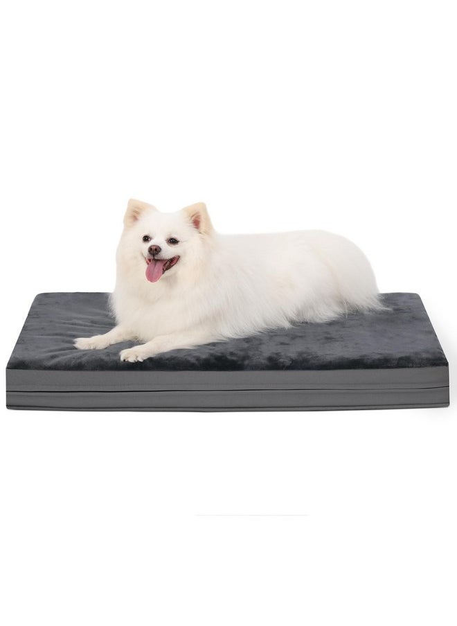 Waterproof Dog Bed Medium Small Size Dog, Orthopedic Washable Crate Pad 29 inch, Foam Pet Bed with Removable Cover Reversible, Anti-Slip Bottom Kennel Pad, 29
