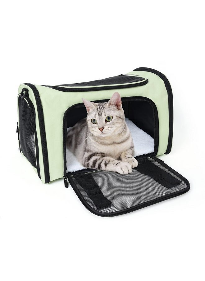 Mile High Life | Outdoor Travel Pet Carrier | Kitty Puppy Cat Carriers | Collapsible Dog Carrier for Small Medium Dogs | Cat Crates w Breathable Mesh with Soft-Sided (Green, Medium)
