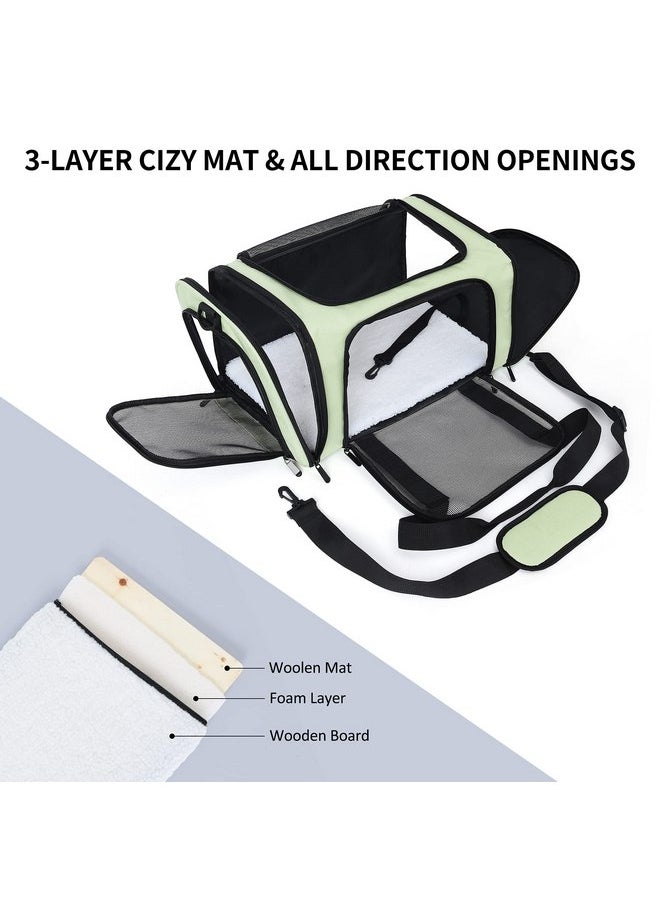 Mile High Life | Outdoor Travel Pet Carrier | Kitty Puppy Cat Carriers | Collapsible Dog Carrier for Small Medium Dogs | Cat Crates w Breathable Mesh with Soft-Sided (Green, Medium)