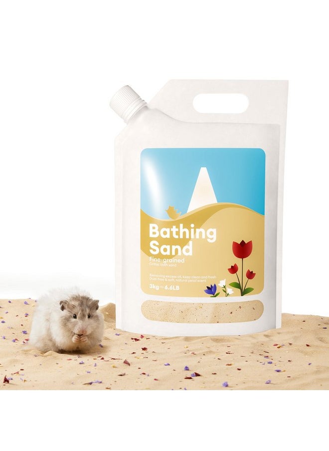 BUCATSTATE Hamster Sand, No-Dust 6.6LB Chinchilla Dust Bath with Pour Spout, 100% Natural Desert Bathing Sand for Syrian Hamster Gerbil Rat Mice Small Animals (Flower Smell)