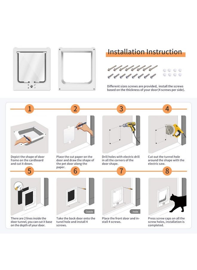 NAMSAN Cat Door Interior Door, White, Flap Opening 7.1