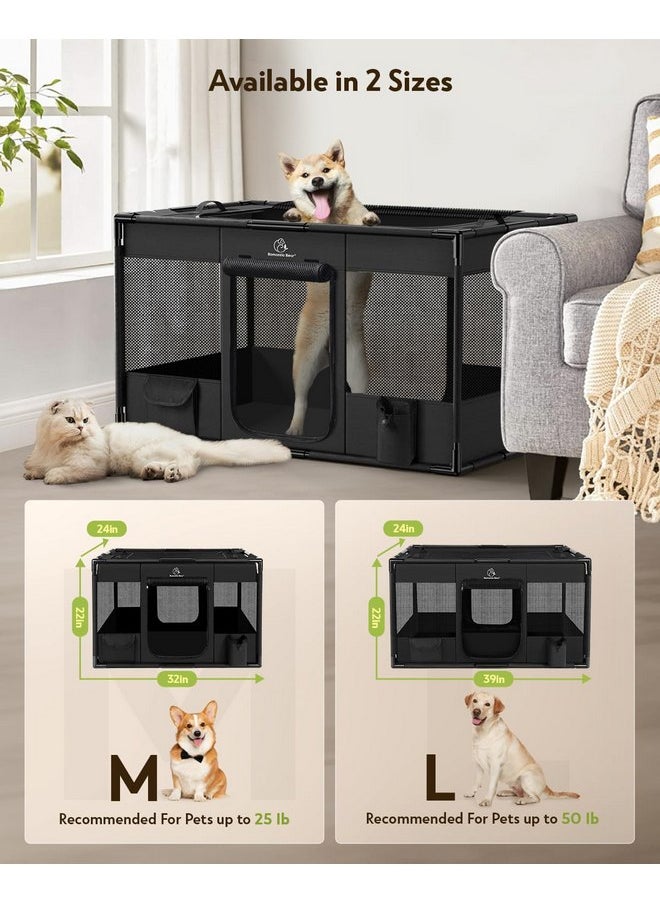 Dog Playpen,Fabric Dog Fence, Portable Soft Dog Cat Kennel Crate,Breathable Exercise Pet Playpen for Dogs,PVC Pipe Frame,Indoor Outdoor Dog Pen Cage for Large/Medium/Small Dogs with Carrying Case(L)