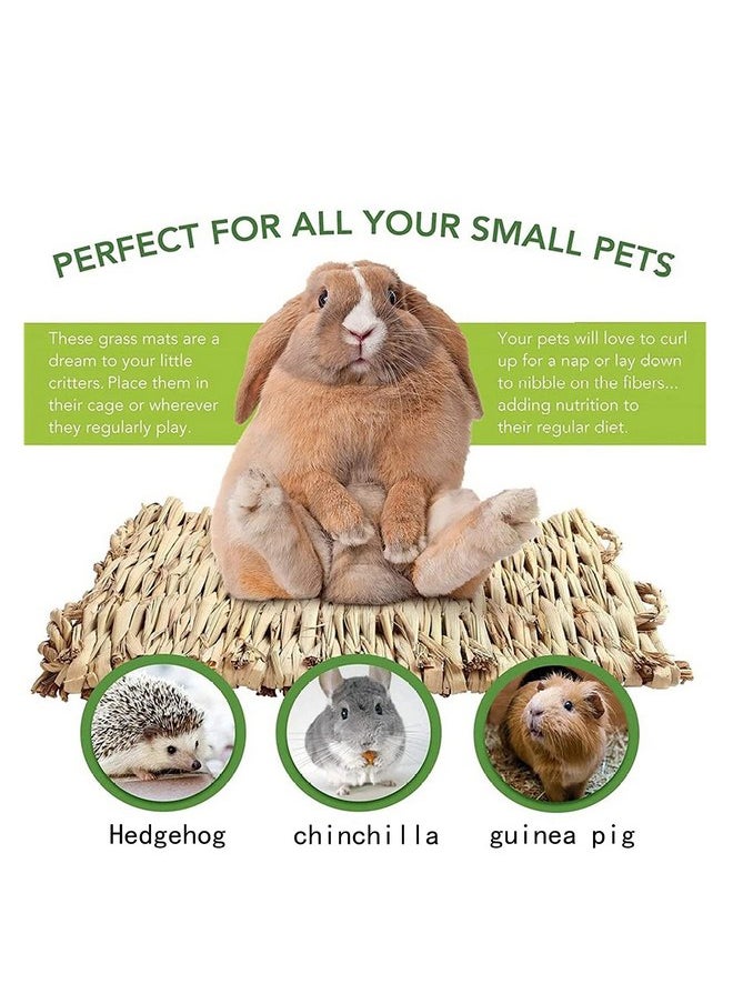 kathosn 8 PCS Bunny Grass Mat Natural Woven Pet Bed Nest Mats Rabbits Chew Toys for Hamsters Parrot Rabbits Hedgehog Guinea Pig Bunny and Other Small Animals