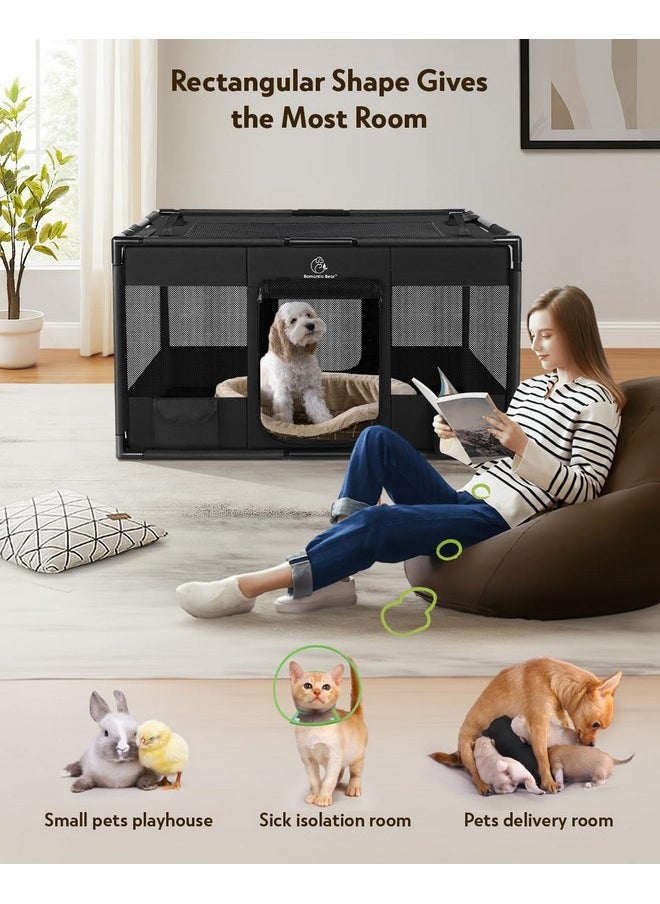Dog Playpen,Fabric Mesh Dog Fence, Portable Soft Dog Cat Kennel Crate,Breathable Exercise Pet Play Pen for Dogs,PVC Pipe Frame,Indoor Outdoor Pet Fence Cage for Small Animals with Carrying Case(M)