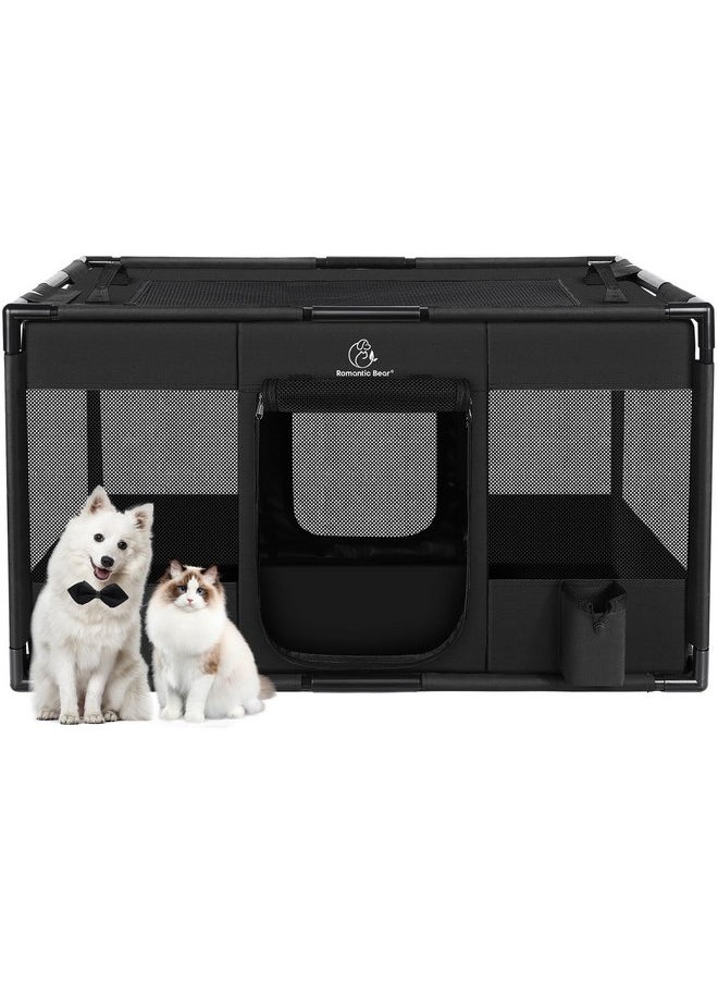 Dog Playpen,Fabric Mesh Dog Fence, Portable Soft Dog Cat Kennel Crate,Breathable Exercise Pet Play Pen for Dogs,PVC Pipe Frame,Indoor Outdoor Pet Fence Cage for Small Animals with Carrying Case(M)